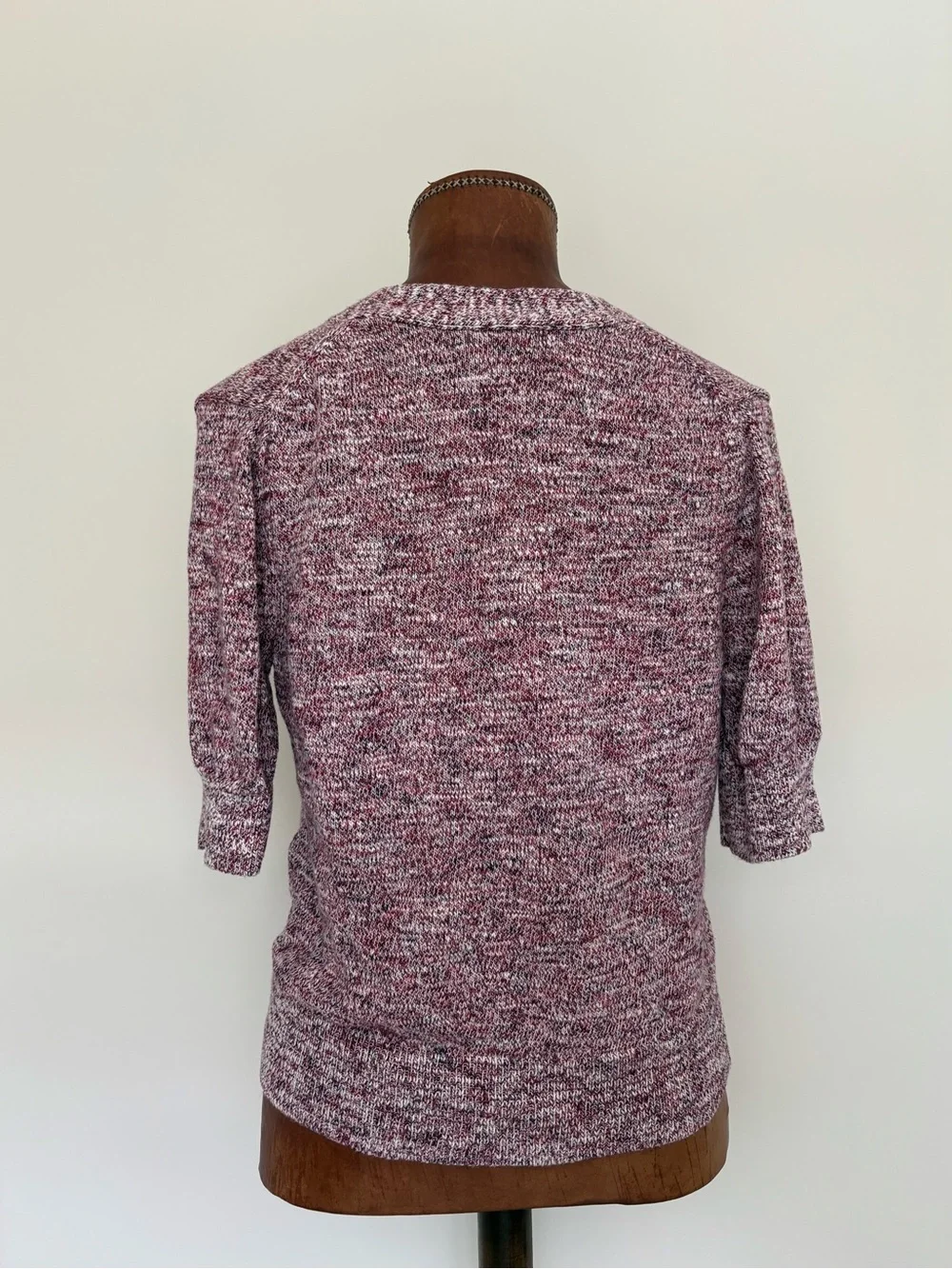 Banana Republic Marled Maroon Button Up Short Sleeve Cardigan
